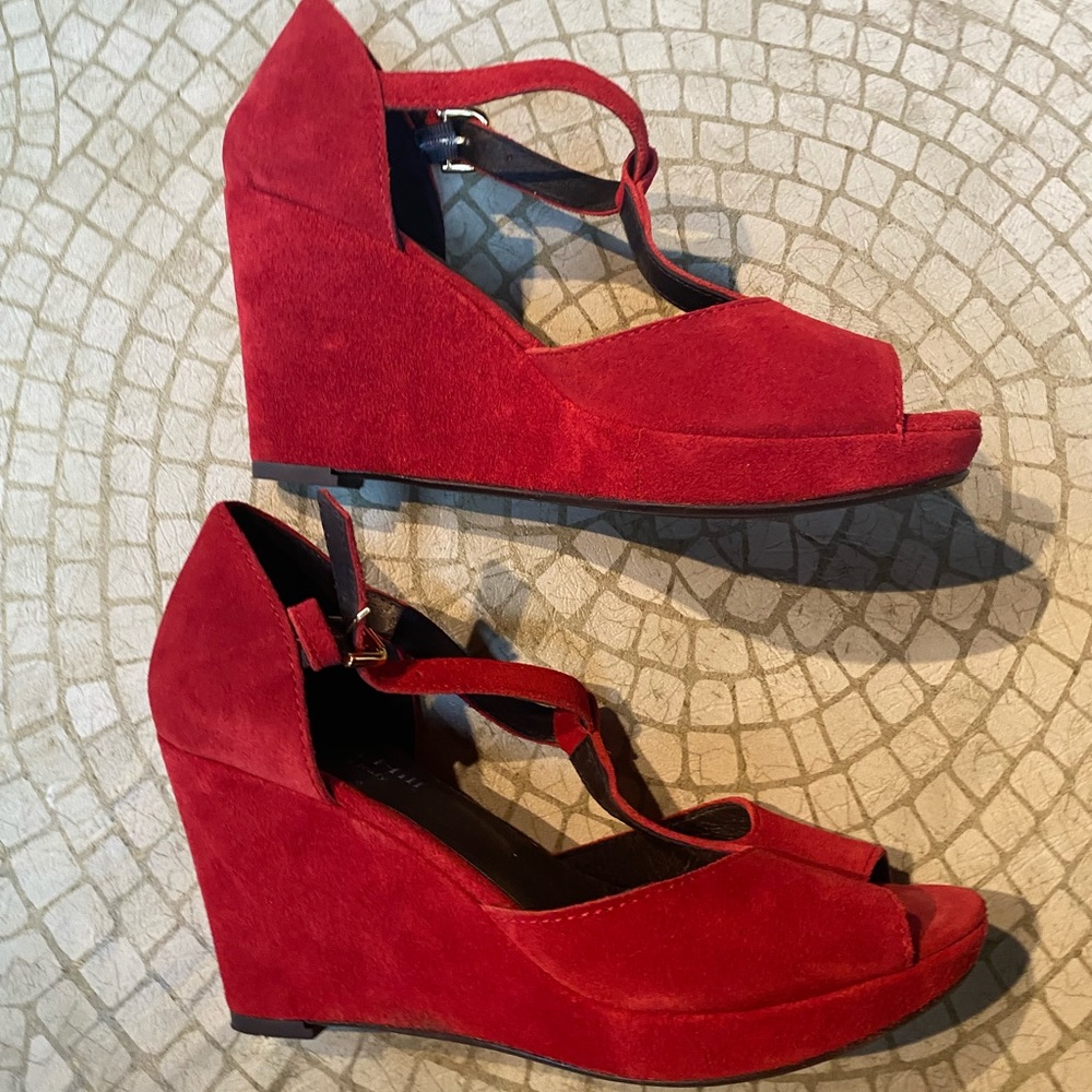 Italian Suede Garnet Hill Wedge Platform Sandals